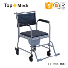 Folding Steel Commode Wheelchair with Toilet